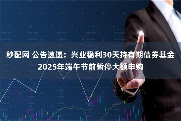 秒配网 公告速递：兴业稳利30天持有期债券基金2025年端午节前暂停大额申购
